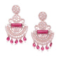 Maroon Rose Gold-Plated Handcrafted CZ-Studded Contemporary Drop Earrings