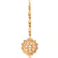 Gold-Plated Stone-Studded & Beaded Floral Shaped Maang Tika