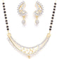 Black Gold-Plated AD-Studded & Beaded Mangalsutra Set