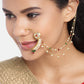 Maroon & Green Gold-Plated CZ-Studded & Beaded Chained Nose Ring
