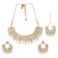 Gold-Plated White Kundan-Studded & Pearl Beaded Jadau Traditional Jewellery Set