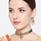 Green Gold-Plated Stone-Studded Beaded Handcrafted Jewellery Set