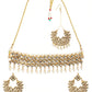 Gold-Plated White Pearl Beaded & Stone-Studded Jadau Traditional Jewellery Set