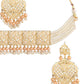 Gold-Plated White & Peach-Coloured Pearl Beaded Jewellery Set