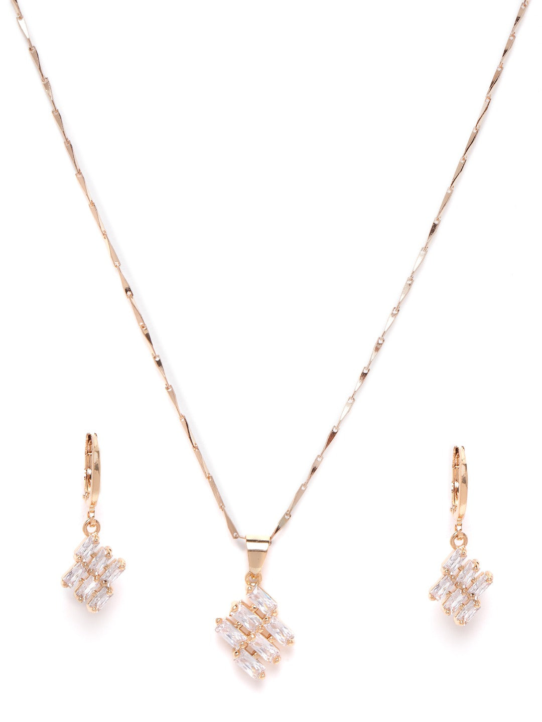 Rose Gold-Plated Handcrafted AD Stone-Studded Jewellery Set