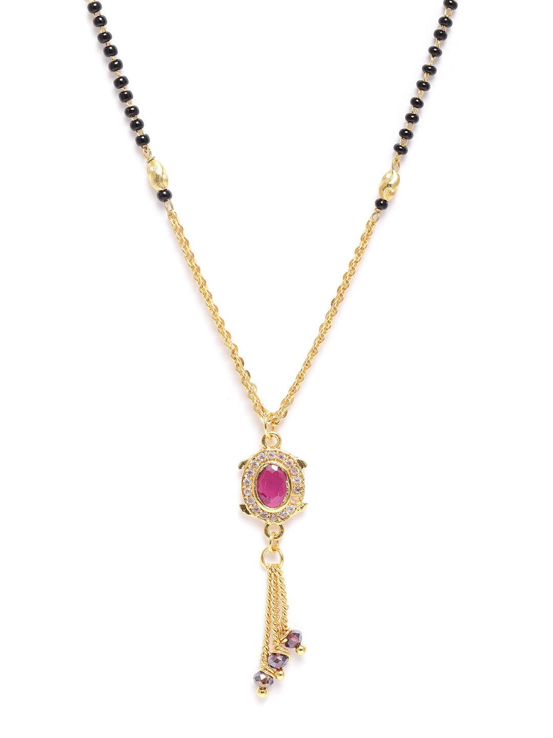 Black Gold-Plated AD Studded Beaded Mangalsutra