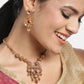 Pink Gold-Plated Stone Studded Handcrafted Jewellery Set