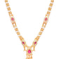 Magenta & White Gold-Plated AD-Studded Handcrafted Dual-Stranded Necklace