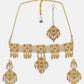 Gold-Plated White & Beige Pearl-Beaded & Stone-Studded Handcrafted Jewellery Set ( American Diamond , Gold , White )
