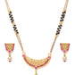 Black & Pink Gold-Plated Stone-Studded & Beaded Mangalsutra & Earrings Set