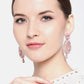 Pink Rose Gold-Plated AD Studded Handcrafted Oval Drop Earrings