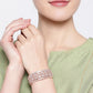 Rose Gold-Plated Handcrafted AD-Studded Bangle-Style Bracelet