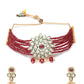 Maroon Gold-Plated Kundan Studded & Beaded Handcrafted Jewellery Set