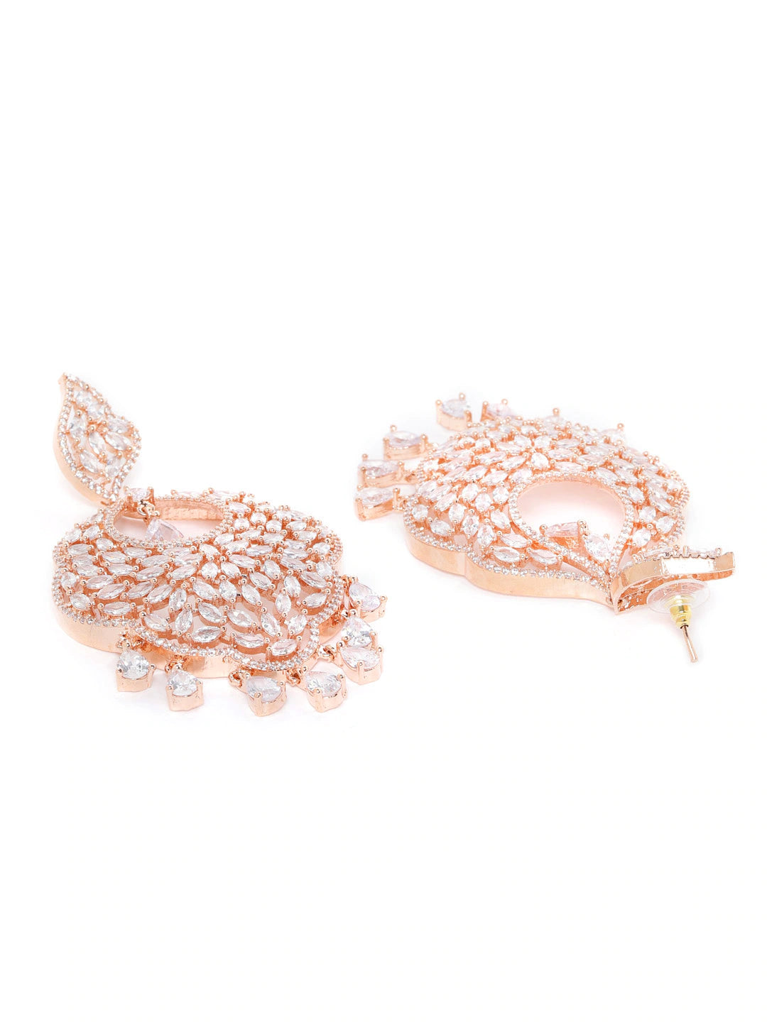 Rose Gold-Plated AD Studded Handcrafted Drop Earrings