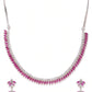 Magenta Rhodium-Plated Artificial Stone-Studded Handcrafted Jewellery Set