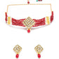 Maroon Gold-Plated Handcrafted Kundan-Studded Jewellery Set