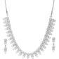Silver-Toned Silver-Plated AD-Studded Handcrafted Jewellery Set ( American Diamond , Silver , Silver )