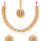 White Gold Plated Cubic Zirconia Studded Handcrafted Jewellery Set ( American Diamond , Gold , White )