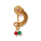 Maroon Antique Gold-Plated CZ-Studded & Beaded Maharashtrian Nose Pin