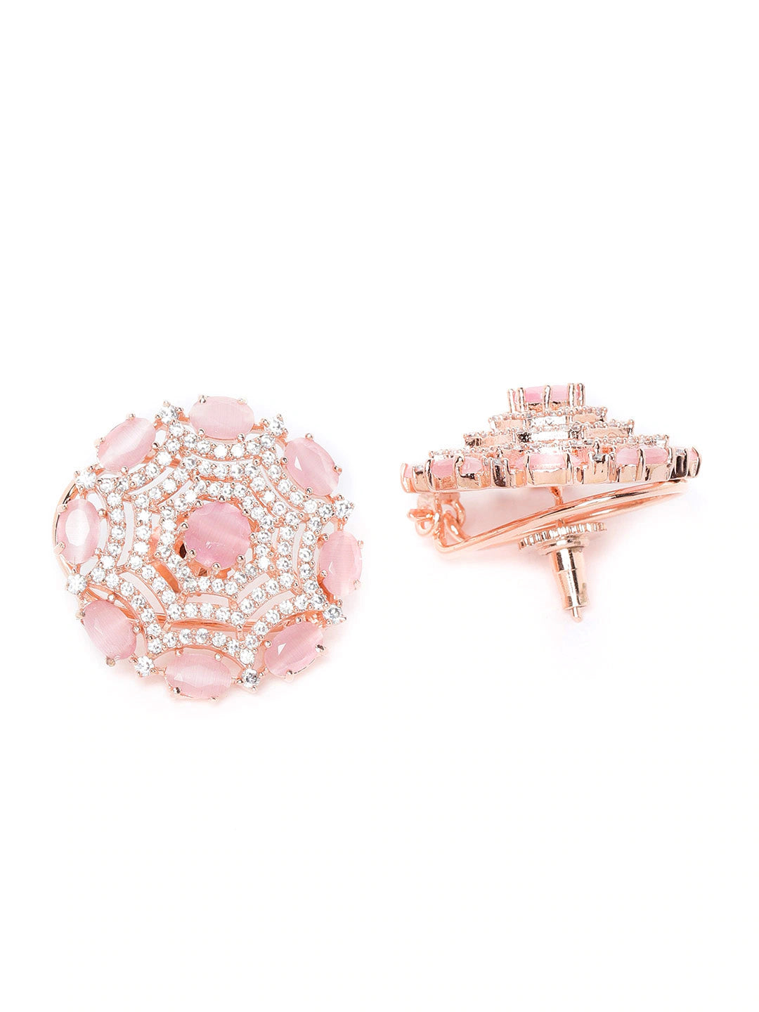 Pink Rose Gold-Plated Handcrafted Circular AD Studs