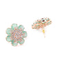Sea Green Rose Gold-Plated Handcrafted Floral AD Studs