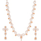 Peach-Coloured Rose Gold-Plated AD-Studded Handcrafted Jewellery Set