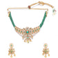 Green Gold-Plated Stone-Studded Beaded Handcrafted Jewellery Set