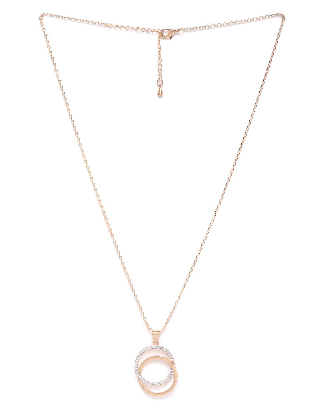 Women Rose Gold Plated CZ Stone-Studded Handcrafted Pendant With Chain