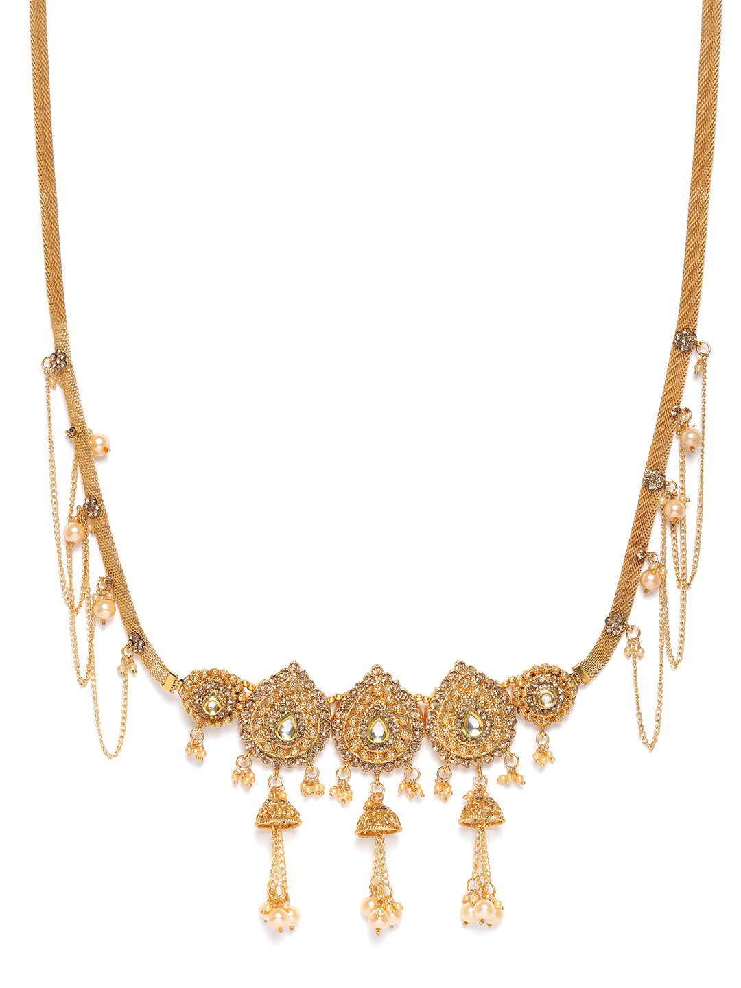 Gold Plated CZ-Studded & Beaded Traditional Kamarbandh