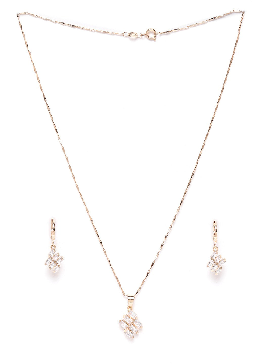 Rose Gold-Plated Handcrafted AD Stone-Studded Jewellery Set