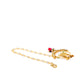 Off-White & Red Gold-Plated CZ-Studded & Beaded Chained Nose Ring
