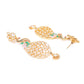 Peach-Coloured Gold-Plated Handcrafted AD Stones Peacock-Shaped Drop Earrings