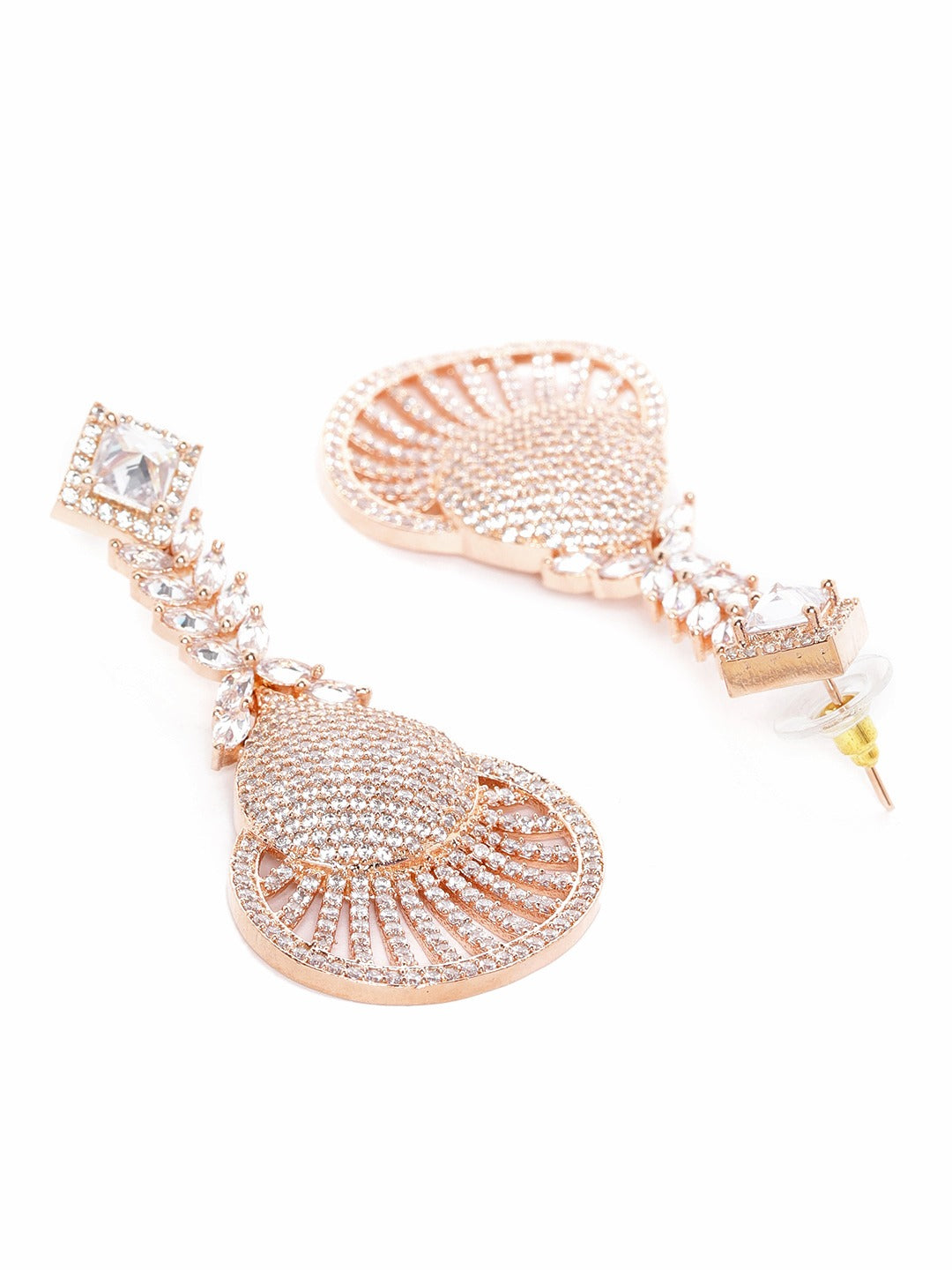 Women Rose Gold Plated Contemporary Drop Earrings