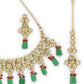 Gold-Plated White Kundan-Studded & Green Beaded Vilandi Jewellery Set