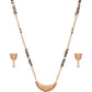 Black & Pink Gold-Plated Stone-Studded & Beaded Mangalsutra & Earrings Set