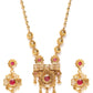 Pink Gold-Plated Stone Studded Handcrafted Jewellery Set
