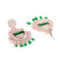 Green Rose Gold-Plated AD Studded Beaded Handcrafted Drop Earrings