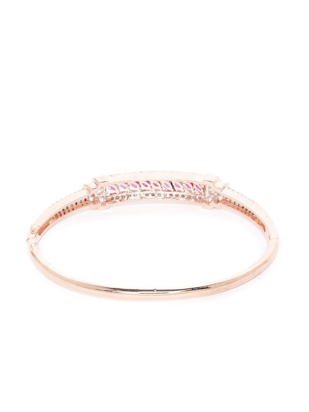 Pink Rose Gold Plated AD Stone Studded Handcrafted Bangle Style Bracelet