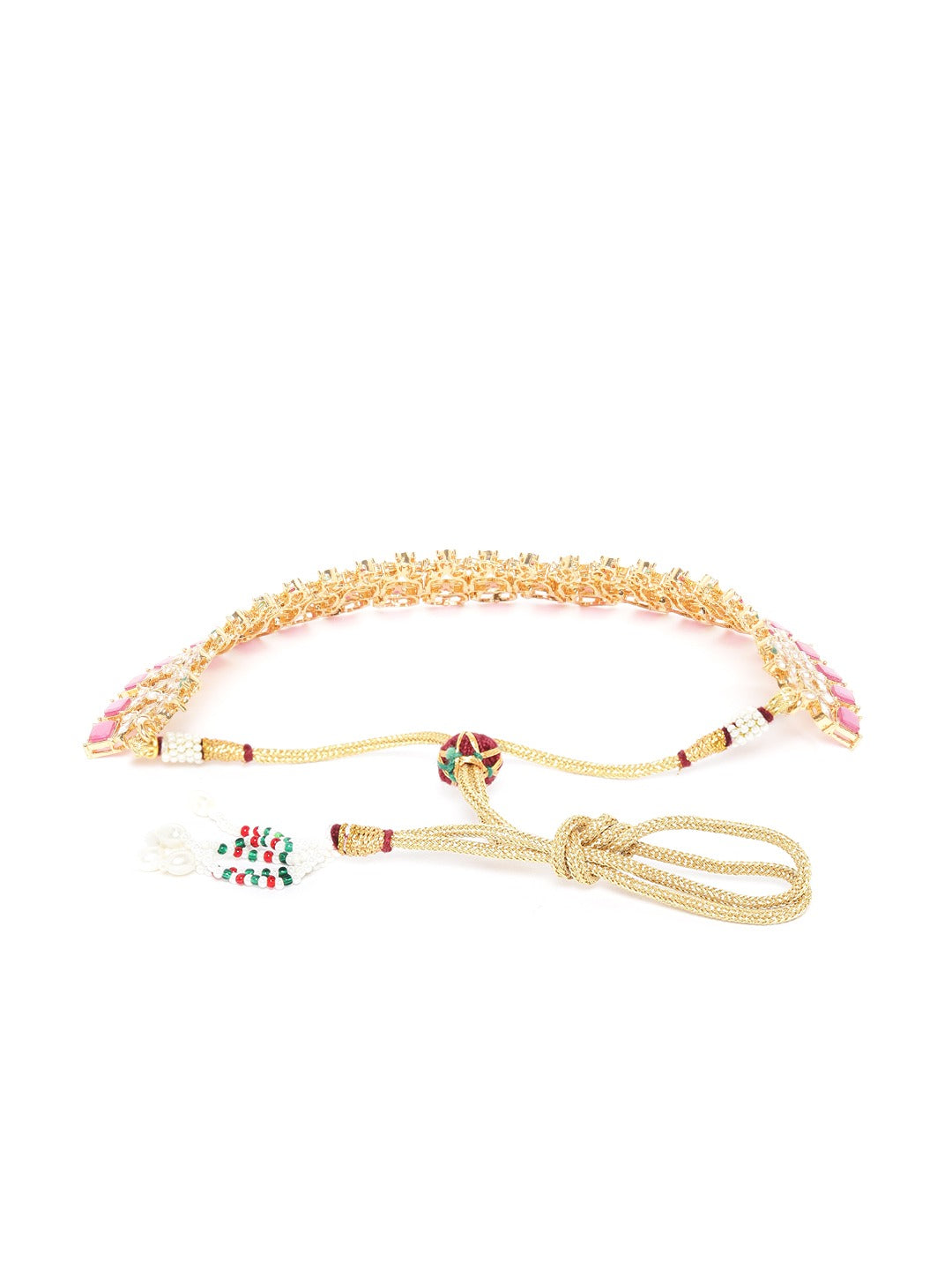 Pink Gold-Plated Stone-Studded Handcrafted Jewellery Set