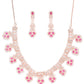 Pink Rose Gold-Plated AD-Studded Handcrafted Jewellery Set