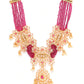 Jewels Gehna Pink Gold Plated Stone Studded & Beaded Jewellery Set ( American Diamond , Gold , Pink )