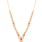Magenta & White Gold-Plated AD-Studded Handcrafted Dual-Stranded Necklace