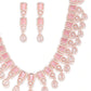 Pink Rose Gold-Plated American Diamond-Studded Handcrafted Jewellery Set