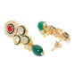 Green Gold-Plated Handcrafted Kundan-Studded Beaded Jewellery Set