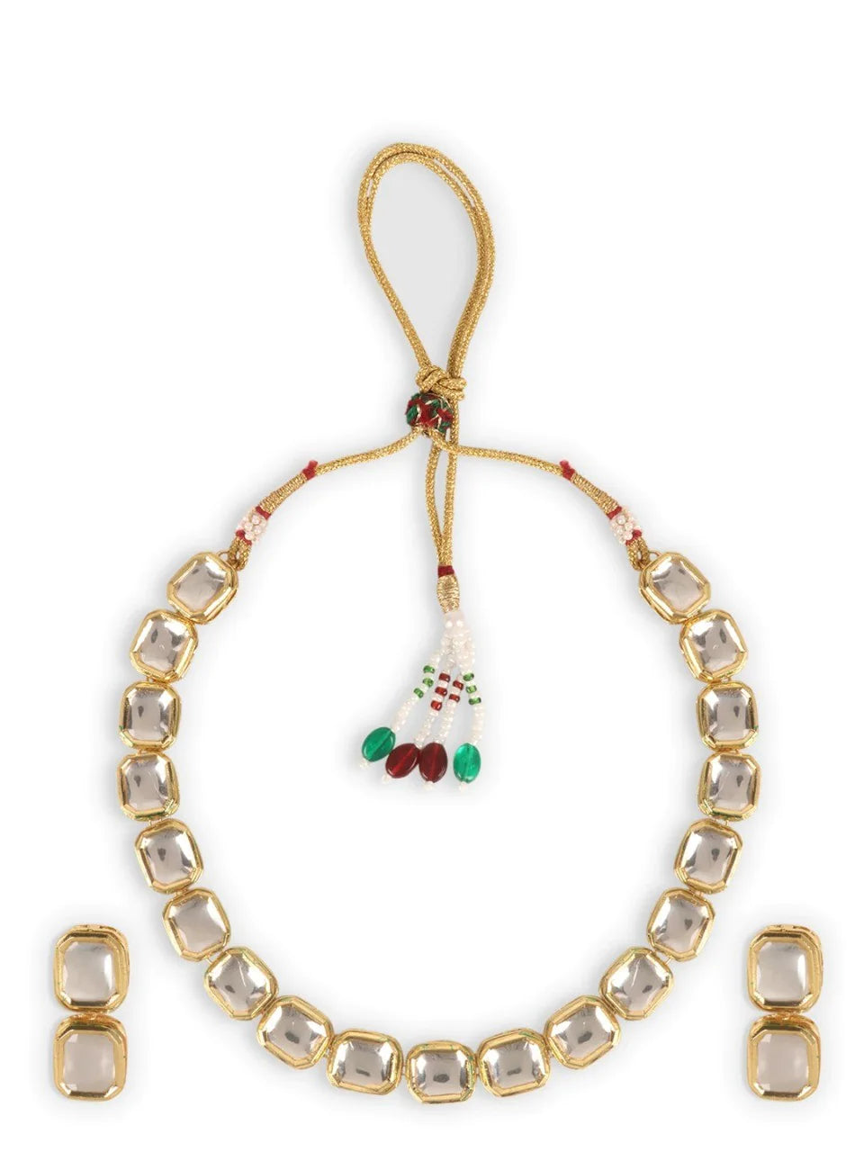 Gold-Plated White Kundan Jewellery Set