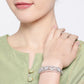 Silver Plated Handcrafted AD Studded Bangle Style Bracelet ( American Diamond , Silver , Silver )