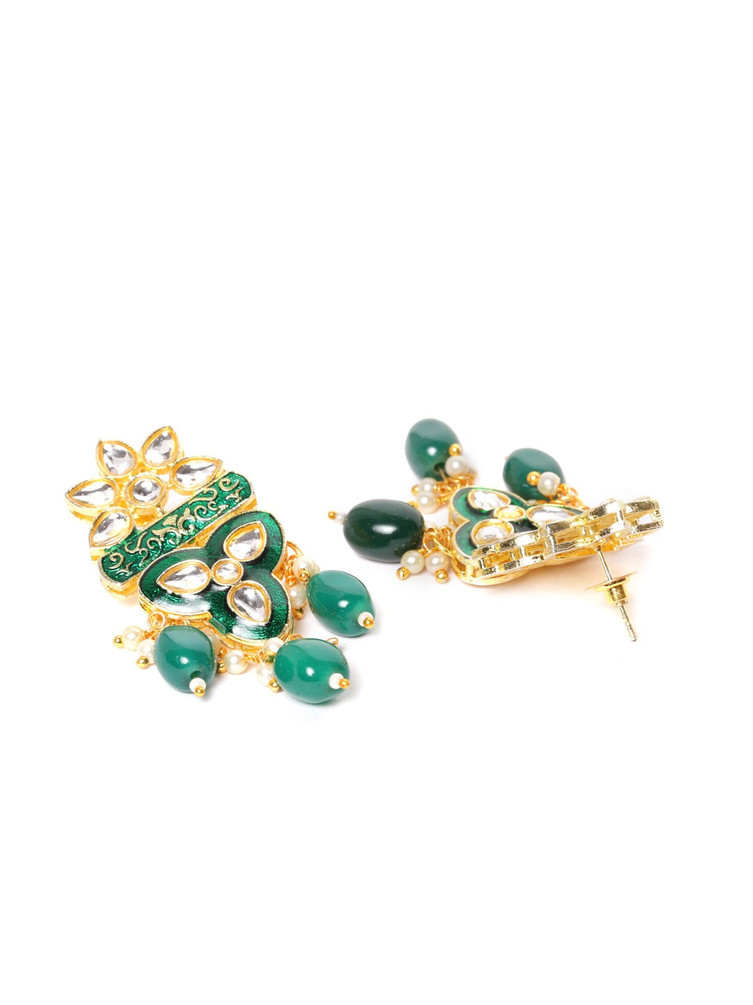 Women Pink & Green Gold Plated Choker Jewellery Set