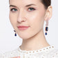 Navy Rose Gold-Plated Handcrafted AD-Studded Contemporary Drop Earrings