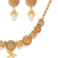 White Gold-Plated Stone Studded & Beaded Handcrafted Jewellery Set
