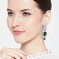 Green Rose Gold-Plated AD-Studded Handcrafted Contemporary Drop Earrings